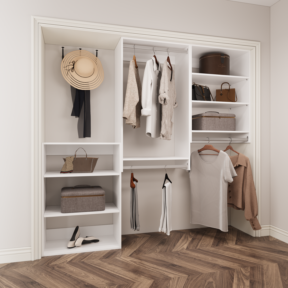 White 3-Piece Modular Closet (58.5"W - 94.5"W)
