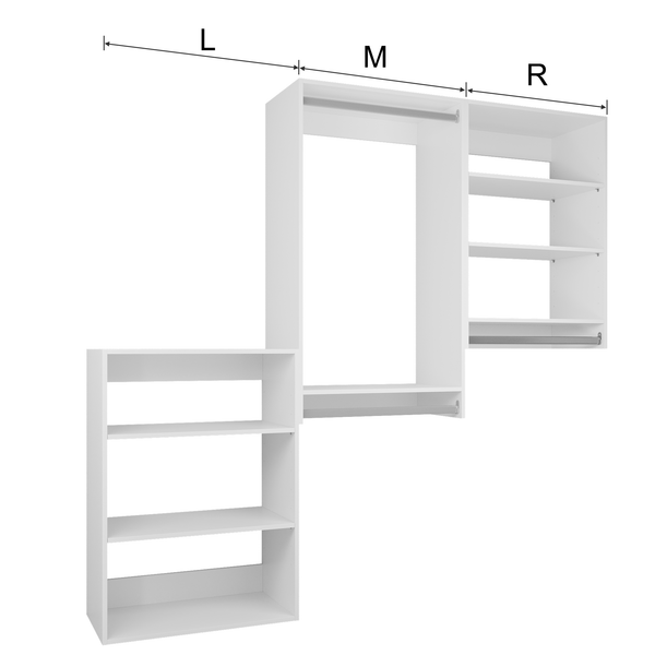 White 3-Piece Modular Closet (58.5"W - 94.5"W)
