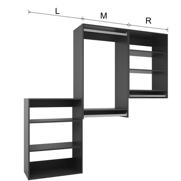 White 3-Piece Modular Closet (58.5"W - 94.5"W)