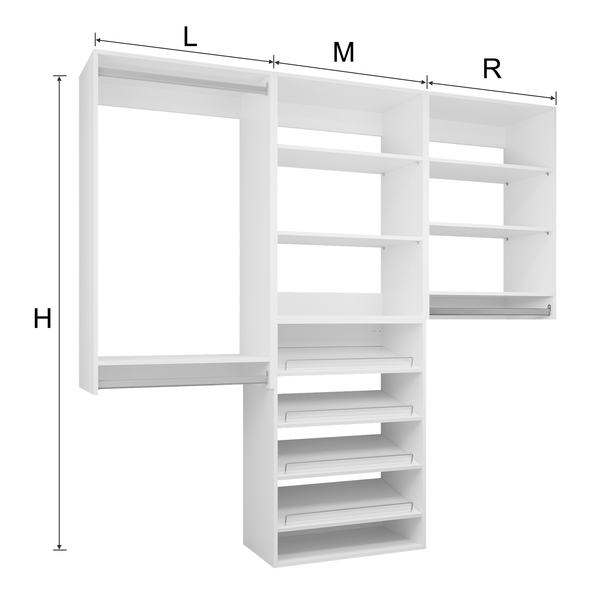 Modular Storage 58.5" W - 94.5" W Closet System