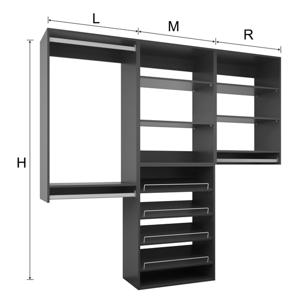 Modular Storage 58.5" W - 94.5" W Closet System