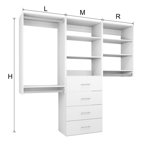 Modular Storage Cabinet System with Drawers (58.5"W - 94.5"W)
