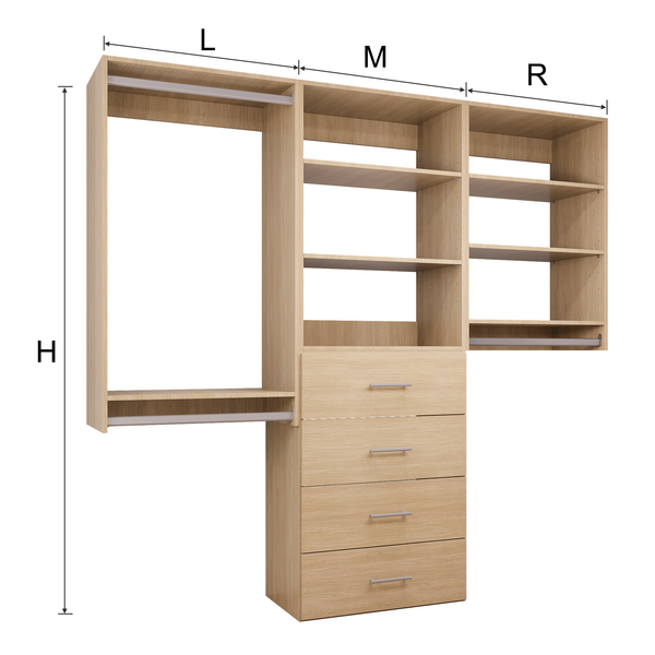 Modular Storage Cabinet System with Drawers (58.5"W - 94.5"W)